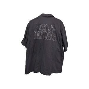 Harley Davidson Mens Short Sleeve Button Down Shirt Size 2XL Black Motorcycle